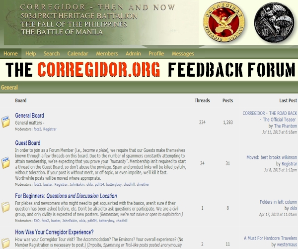 THE CORREGIDOR FEEDBACK FORUM